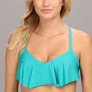 Vitamin A Turquoise Flounce bikini top